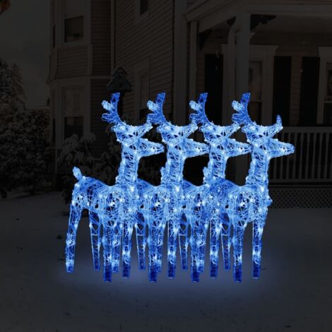 vidaXL Renne di Natale 4 pz Blu 160 LED in Acrilico