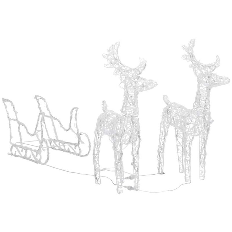 

vidaXL Reno y trineo adorno navideño 160 LEDs acrílico 130 cm - Blanco