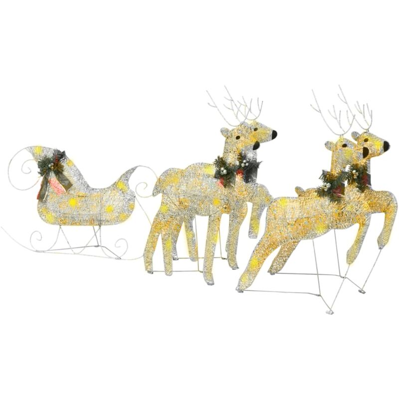 

vidaXL Renos y trineo decoración de Navidad 100 LEDs dorado jardín - Oro