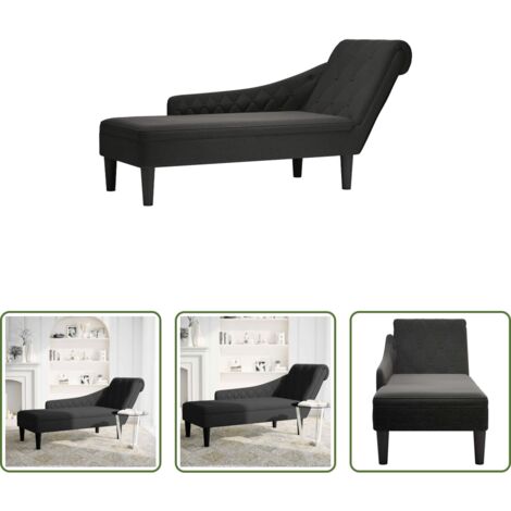 vidaXL Reposabrazo -  Tumbona con almohada y reposabrazo derecho tela negro