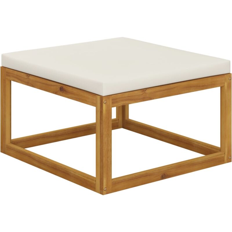 

vidaXL Reposapiés con cojín blanco crema madera maciza de acacia - Verde
