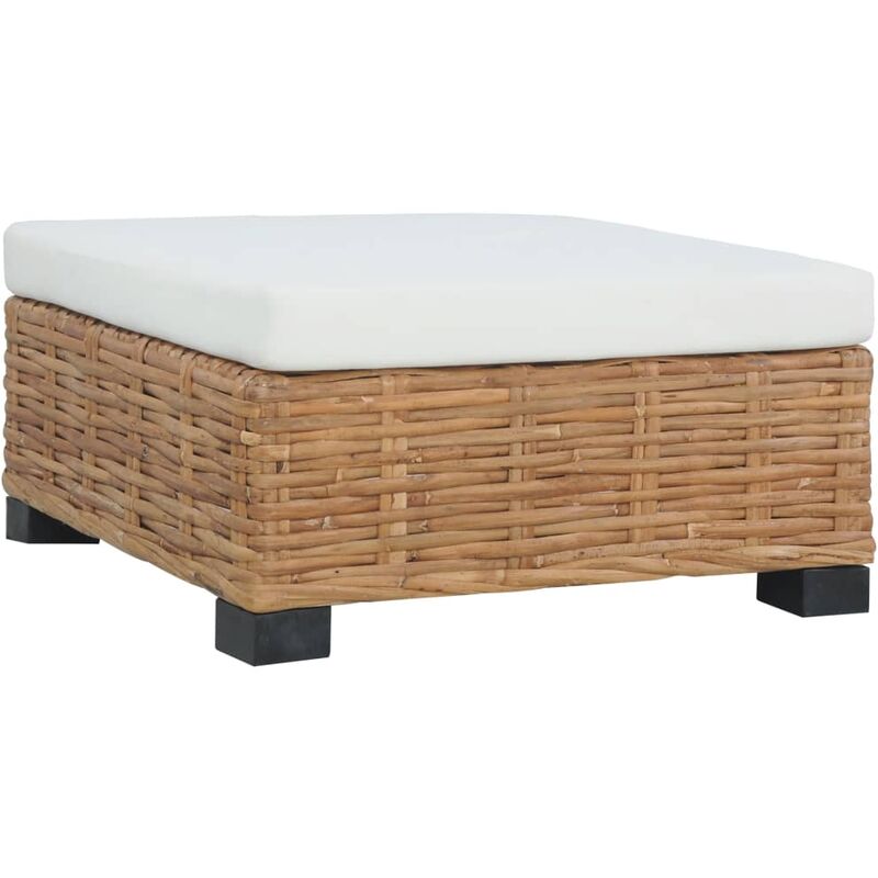 

vidaXL Reposapiés con cojín ratán natural - Marrón