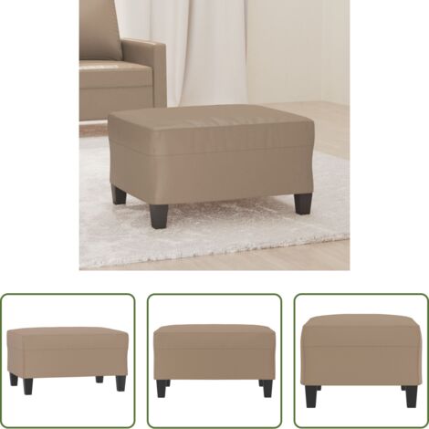 vidaXL Reposapiés de cuero sintético capuchino -  Reposapiés de cuero sintético color capuchino 70x55x41 cm