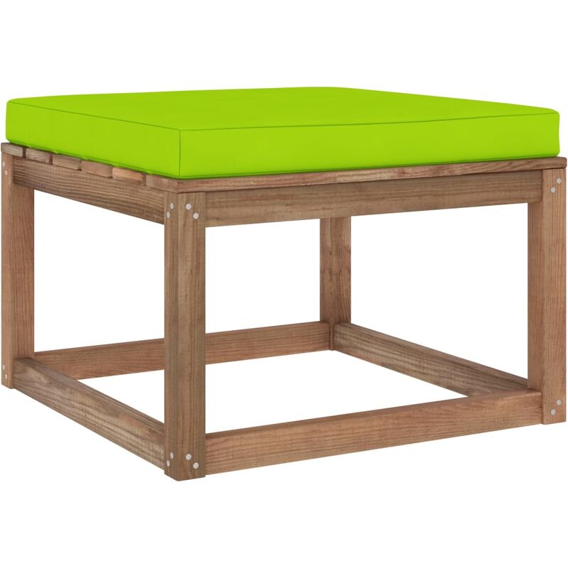 

vidaXL Reposapiés de jardín con cojín verde brillante - Marrón