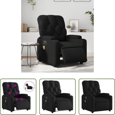 vidaXL Reposapiés eléctrico -  Sillón de masaje reclinable eléctrico cuero sintético negro
