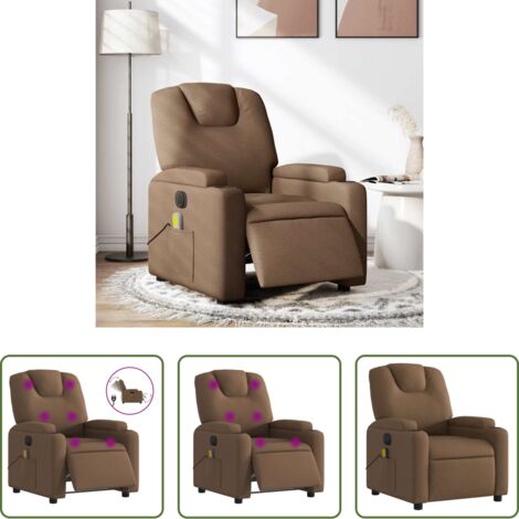 vidaXL Reposapiés eléctrico -  Sillón reclinable de masaje eléctrico tela marrón