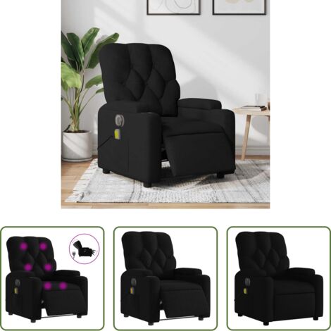 vidaXL Reposapiés eléctrico -  Sillón reclinable de masaje eléctrico tela negro