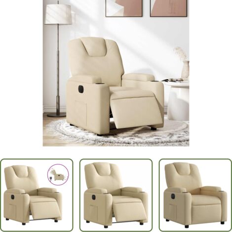 vidaXL Reposapiés eléctrico -  Sillón reclinable eléctrico de tela crema