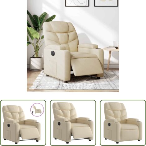 vidaXL Reposapiés eléctrico -  Sillón reclinable eléctrico de tela crema