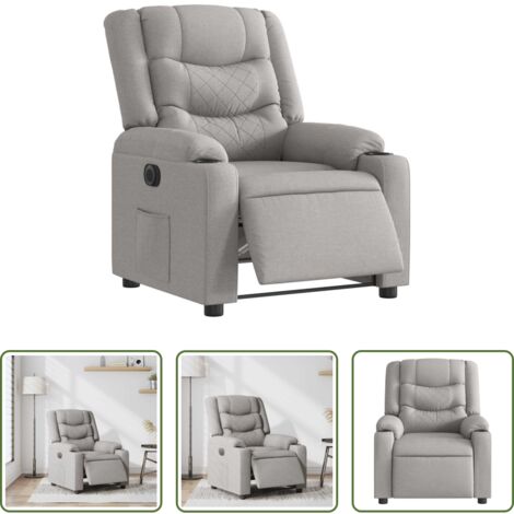 vidaXL Reposapiés eléctrico -  Sillón reclinable eléctrico de tela gris nube