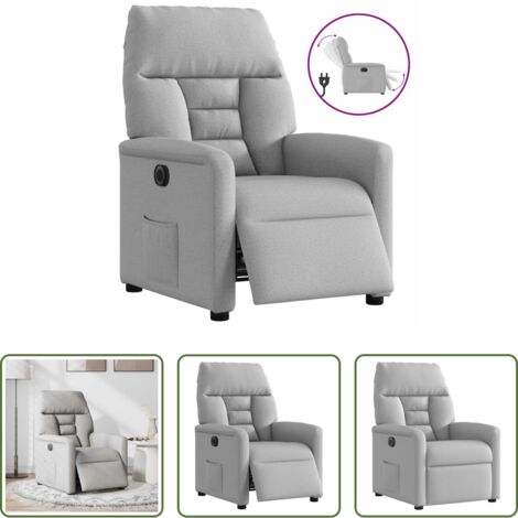 vidaXL Reposapiés eléctrico -  Sillón reclinable eléctrico de tela gris nube