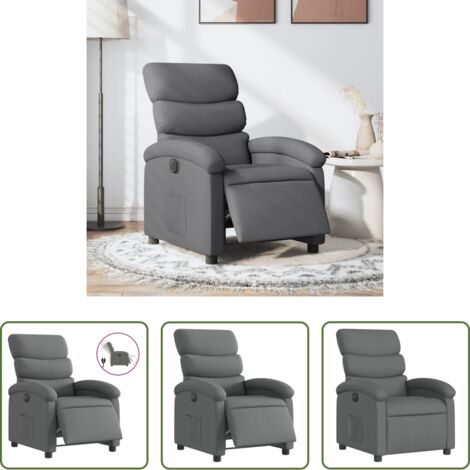 vidaXL Reposapiés eléctrico -  Sillón reclinable eléctrico de tela gris oscuro