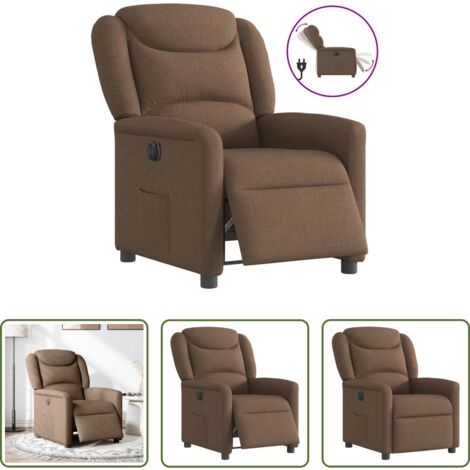 vidaXL Reposapiés eléctrico -  Sillón reclinable eléctrico de tela marrón