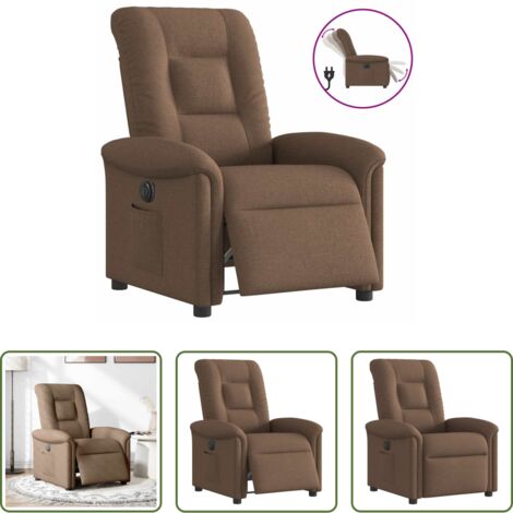 vidaXL Reposapiés eléctrico -  Sillón reclinable eléctrico de tela marrón
