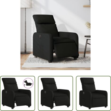 vidaXL Reposapiés eléctrico -  Sillón reclinable eléctrico de tela negro