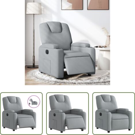 vidaXL Reposapiés eléctrico -  Sillón reclinable eléctrico tela gris claro