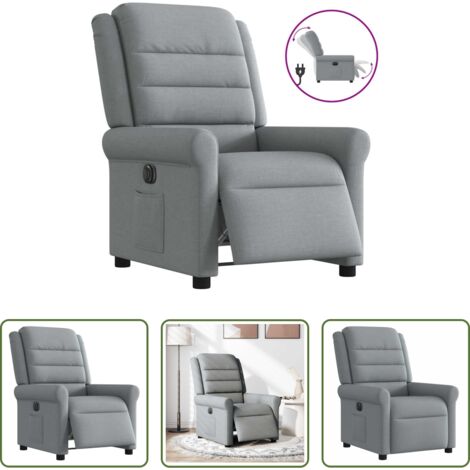vidaXL Reposapiés eléctrico -  Sillón reclinable eléctrico tela gris claro