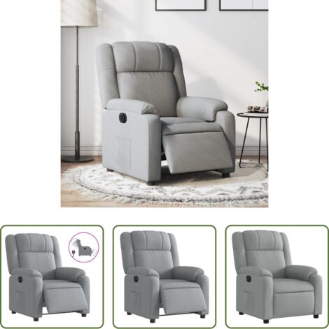 vidaXL Reposapiés eléctrico -  Sillón reclinable eléctrico tela gris claro