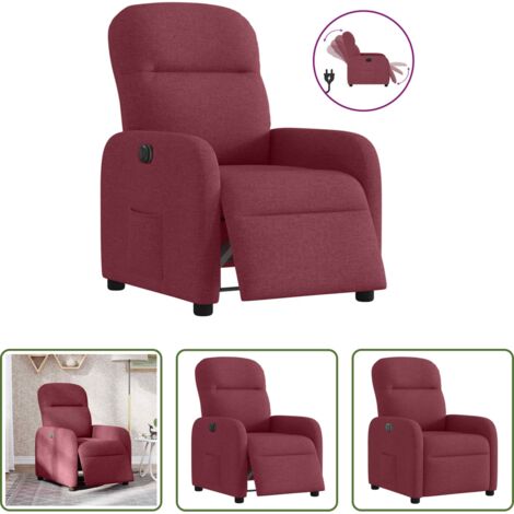 vidaXL Reposapiés eléctrico -  Sillón reclinable eléctrico tela rojo tinto