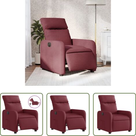 vidaXL Reposapiés eléctrico -  Sillón reclinable eléctrico tela rojo tinto