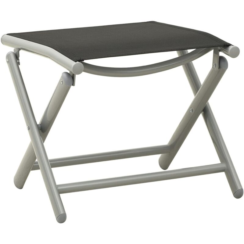 

vidaXL Reposapiés plegable textilene y aluminio negro y plateado - Plateado