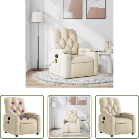 vidaXL Reposapiés reclinable -  Sillón de masaje reclinable de tela crema