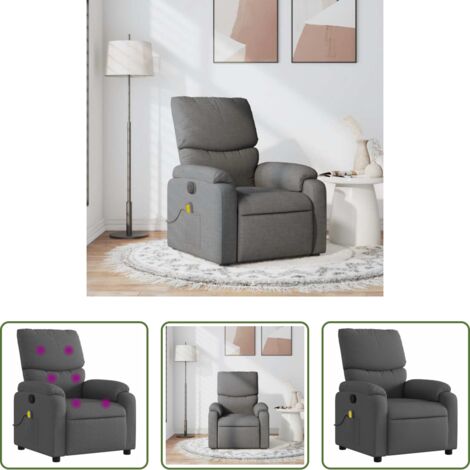vidaXL Reposapiés reclinable -  Sillón de masaje reclinable de tela gris oscuro