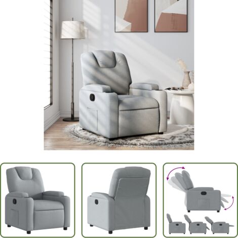 vidaXL Reposapiés -  Sillón reclinable de tela gris claro