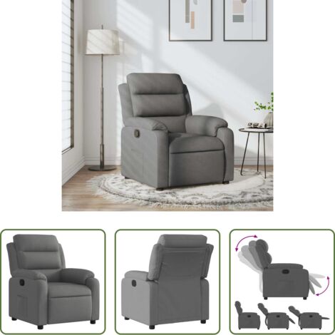 vidaXL Reposapiés -  Sillón reclinable de tela gris oscuro