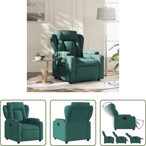 vidaXL Reposapiés -  Sillón reclinable de tela verde oscuro