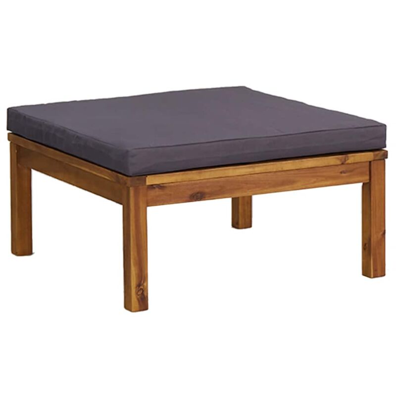 

vidaXL Reposapiés con cojín gris oscuro madera maciza de acacia - Marrón