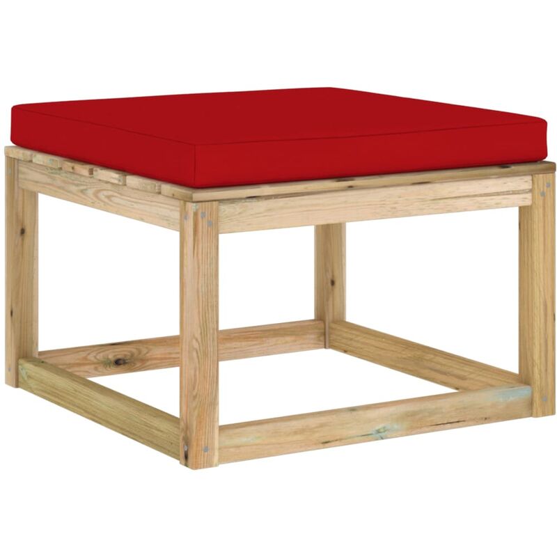 

Reposapiés de jardín con cojín madera de pino impregnada verde - Rojo - Vidaxl