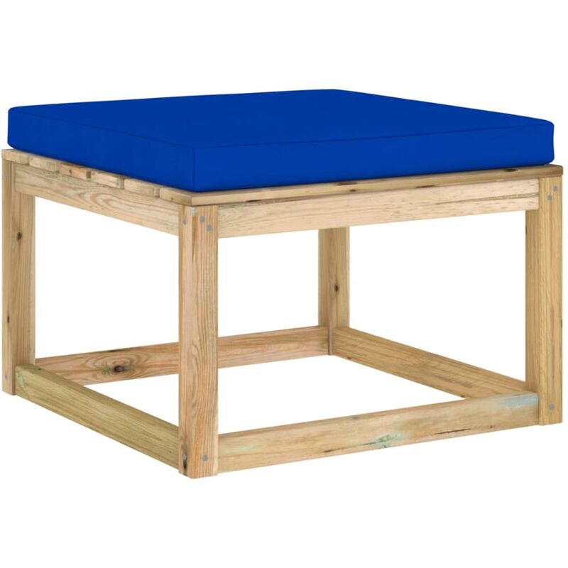 

vidaXL Reposapiés de jardín con cojín madera de pino impregnada verde - Azul