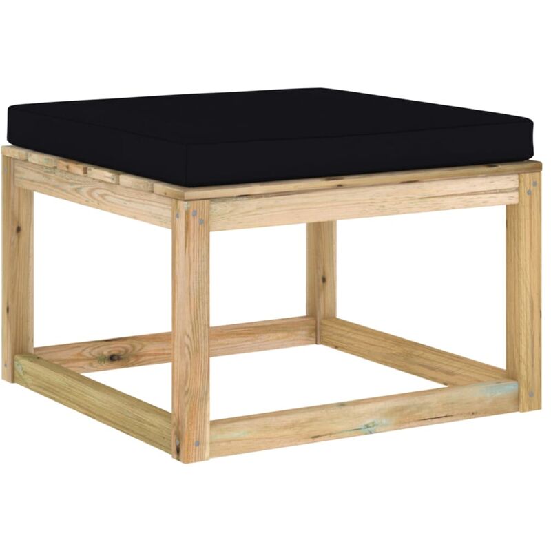 

Reposapiés de jardín con cojín madera de pino impregnada verde - Negro - Vidaxl