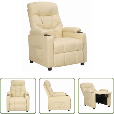 vidaXL Respaldo ajustable -  Sillón reclinable de tela crema