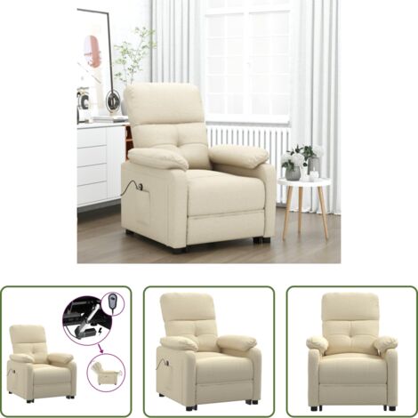 vidaXL Respaldo eléctrico -  Sillón reclinable eléctrico de tela crema