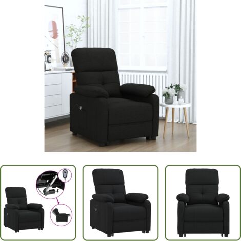 vidaXL Respaldo eléctrico -  Sillón reclinable eléctrico de tela negro