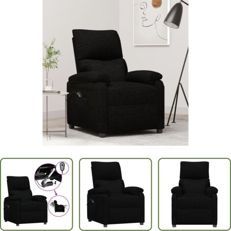 vidaXL Respaldo eléctrico -  Sillón reclinable eléctrico de tela negro