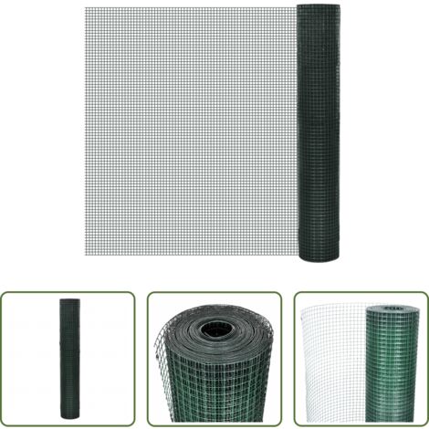 vidaXL Rete metallica -  Recinzione in Rete per Pollaio Rivestita in PVC 25x1 m Verde