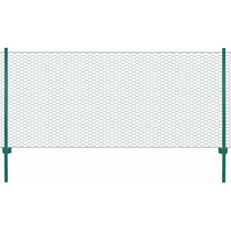 vidaXL Rete per Recinzione con Pali in Acciaio 25x0,5 m Verde