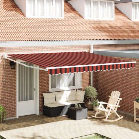 vidaXL Retractable Awning Manual Yellow and Orange 400 x 350 cm