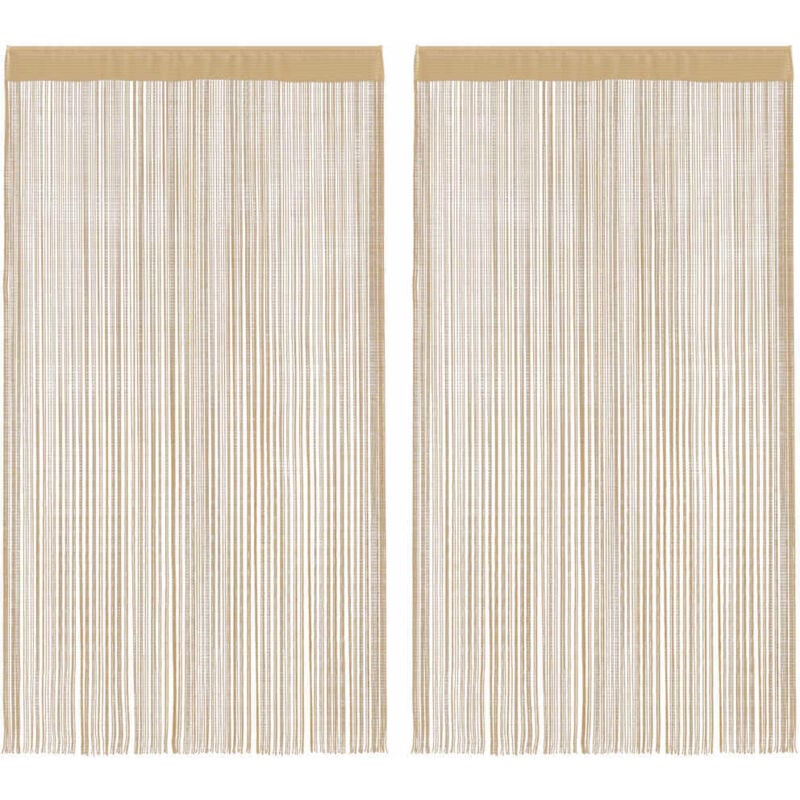 Rideau en fils 2 pcs 140 x 250 cm Beige vidaXL