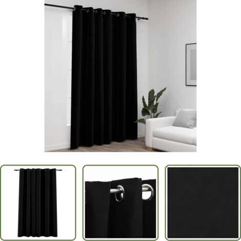 vidaXL Rideau en polyester -  Rideau occultant Aspect de lin avec œillets Noir 290x245 cm
