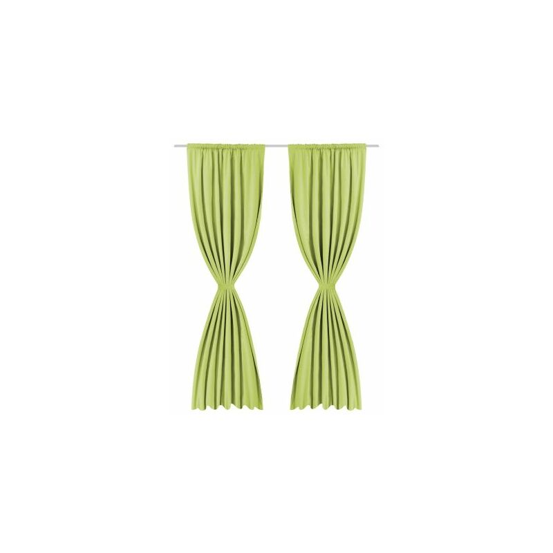 Vidaxl Rideau Occultant 2 Pcs Double Couche 140 X 245 Cm Vert