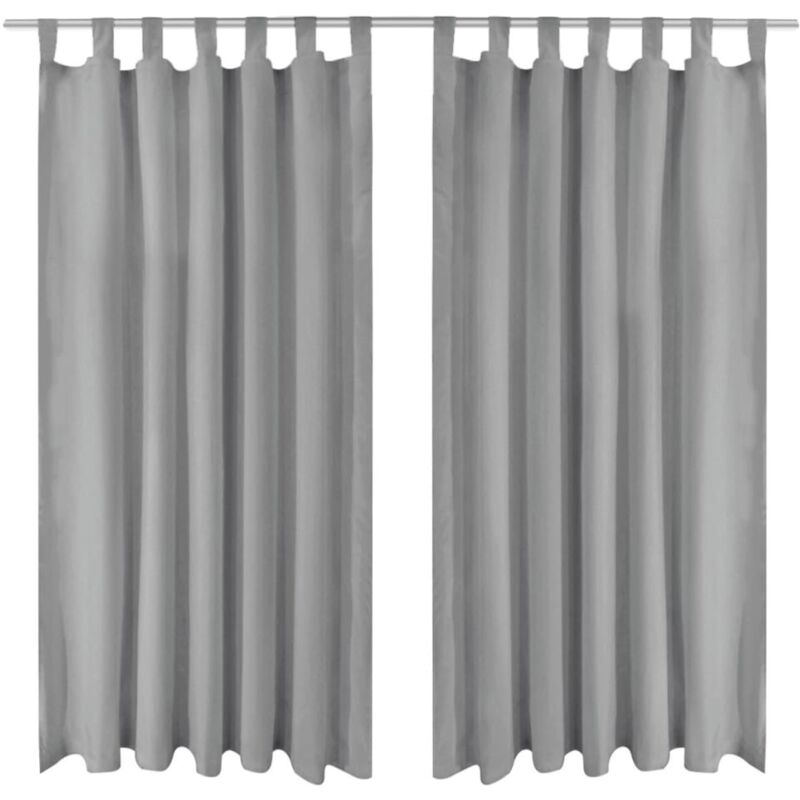 Rideau occultant avec boucles 2 pcs 140 x 175 cm Gris