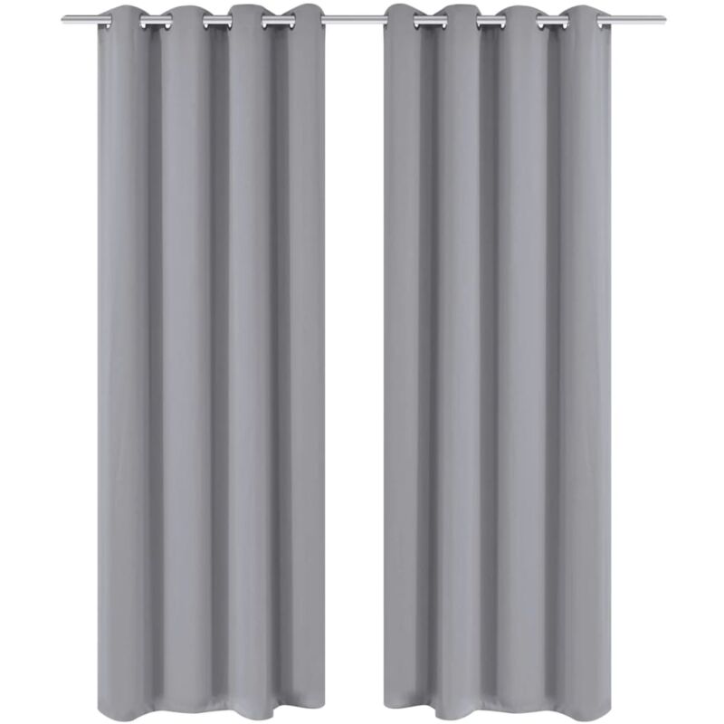 Vidaxl - Rideau occultant 2 pcs avec œillets métalliques 135x175 cm Gris