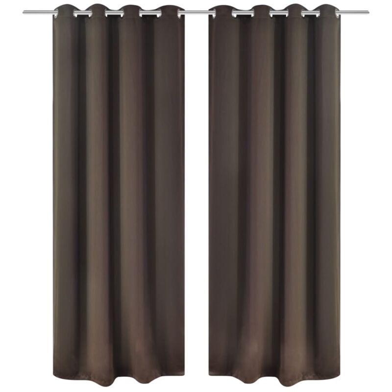 Vidaxl - Rideau occultant 2 pcs et œillets métalliques 135x175 cm Marron