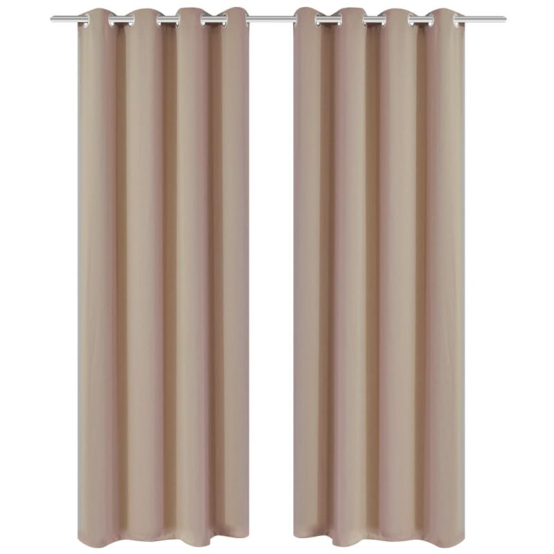 Vidaxl - Rideau occultant 2 pcs avec œillets métalliques 135x175cm Crème