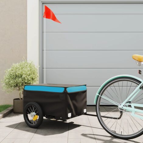 vidaXL Rimorchio da Bici Nero e Blu 30 kg in Ferro