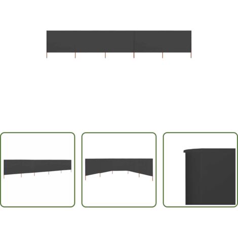 vidaXL Riparo dal vento -  Paravento a 5 Pannelli in Tessuto 600x160 cm Antracite